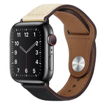 สายรัดนาฬิกาหนัง PU พร้อมหัวเข็มขัดสีดำสำหรับ Apple Watch Series, 7 45มม. / 6&SE&5&4 44มม. / 3&2&1 42มม., 7 41มม. / 6&SE&5&4 40มม. / 3&2&1 38มม.