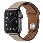 สายรัดนาฬิกาหนัง PU พร้อมหัวเข็มขัดสีดำสำหรับ Apple Watch Series, 7 45มม. / 6&SE&5&4 44มม. / 3&2&1 42มม., 7 41มม. / 6&SE&5&4 40มม. / 3&2&1 38มม.