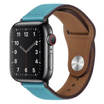 สายรัดนาฬิกาหนัง PU พร้อมหัวเข็มขัดสีดำสำหรับ Apple Watch Series, 7 45มม. / 6&SE&5&4 44มม. / 3&2&1 42มม., 7 41มม. / 6&SE&5&4 40มม. / 3&2&1 38มม.