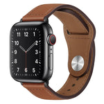 สายรัดนาฬิกาหนัง PU พร้อมหัวเข็มขัดสีดำสำหรับ Apple Watch Series, 7 45มม. / 6&SE&5&4 44มม. / 3&2&1 42มม., 7 41มม. / 6&SE&5&4 40มม. / 3&2&1 38มม.