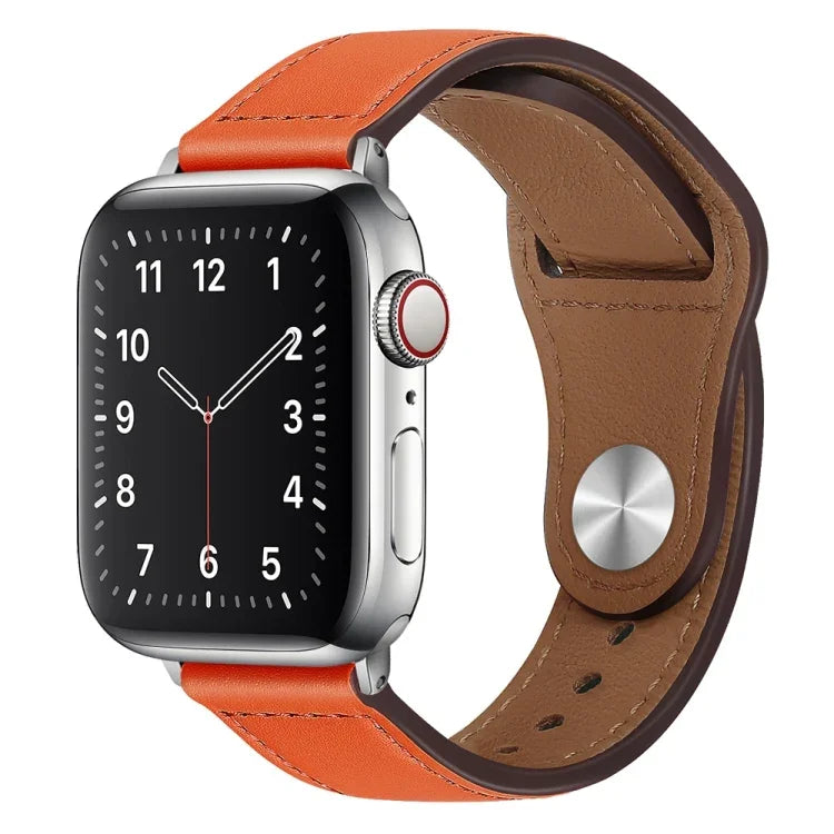สายรัดนาฬิกาหนัง PU พร้อมหัวเข็มขัดสีเงิน สำหรับ Apple Watch Series 7 45 มม. / 6&SE&5&4 44 มม. / 3&2&1 42 มม. และ 7 41 มม. / 6&SE&5&4 40 มม. / 3&2&1 38 มม.