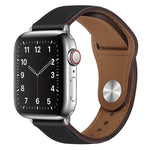 สายรัดนาฬิกาหนัง PU พร้อมหัวเข็มขัดสีเงิน สำหรับ Apple Watch Series 7 45 มม. / 6&SE&5&4 44 มม. / 3&2&1 42 มม. และ 7 41 มม. / 6&SE&5&4 40 มม. / 3&2&1 38 มม.