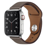 สายรัดนาฬิกาหนัง PU พร้อมหัวเข็มขัดสีเงิน สำหรับ Apple Watch Series 7 45 มม. / 6&SE&5&4 44 มม. / 3&2&1 42 มม. และ 7 41 มม. / 6&SE&5&4 40 มม. / 3&2&1 38 มม.