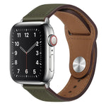 สายรัดนาฬิกาหนัง PU พร้อมหัวเข็มขัดสีเงิน สำหรับ Apple Watch Series 7 45 มม. / 6&SE&5&4 44 มม. / 3&2&1 42 มม. และ 7 41 มม. / 6&SE&5&4 40 มม. / 3&2&1 38 มม.