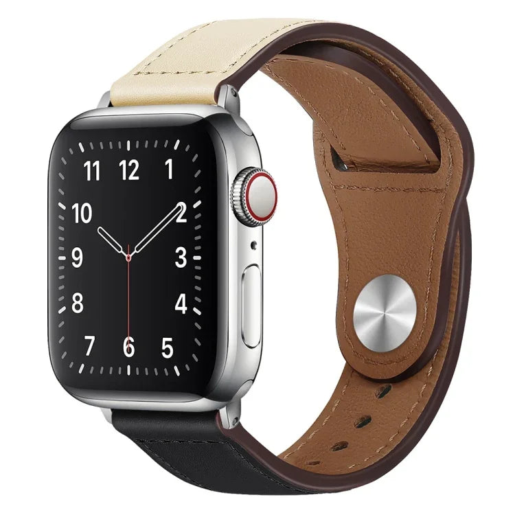 สายรัดนาฬิกาหนัง PU พร้อมหัวเข็มขัดสีเงิน สำหรับ Apple Watch Series 7 45 มม. / 6&SE&5&4 44 มม. / 3&2&1 42 มม. และ 7 41 มม. / 6&SE&5&4 40 มม. / 3&2&1 38 มม.