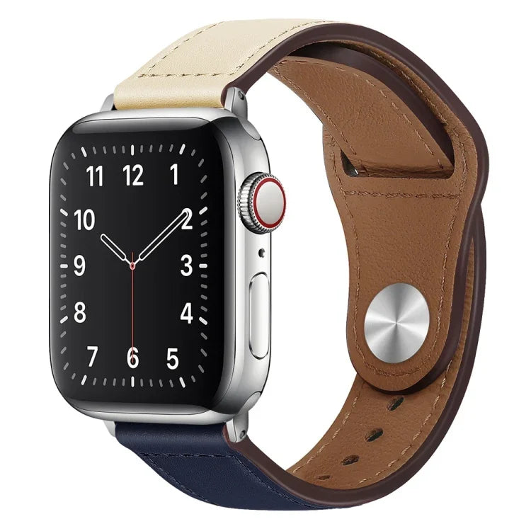 สายรัดนาฬิกาหนัง PU พร้อมหัวเข็มขัดสีเงิน สำหรับ Apple Watch Series 7 45 มม. / 6&SE&5&4 44 มม. / 3&2&1 42 มม. และ 7 41 มม. / 6&SE&5&4 40 มม. / 3&2&1 38 มม.