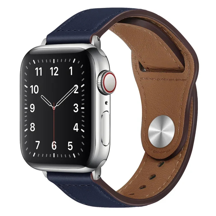 สายรัดนาฬิกาหนัง PU พร้อมหัวเข็มขัดสีเงิน สำหรับ Apple Watch Series 7 45 มม. / 6&SE&5&4 44 มม. / 3&2&1 42 มม. และ 7 41 มม. / 6&SE&5&4 40 มม. / 3&2&1 38 มม.