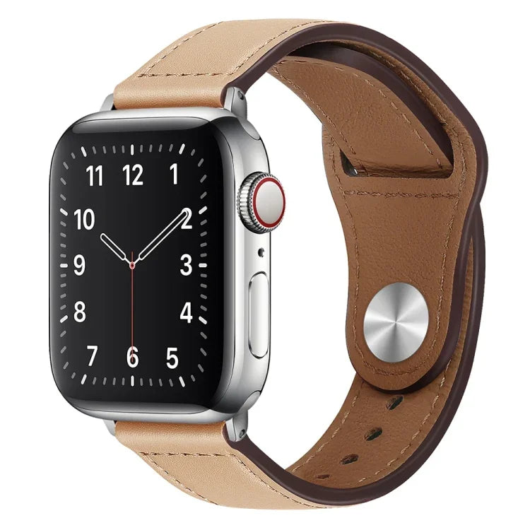 สายรัดนาฬิกาหนัง PU พร้อมหัวเข็มขัดสีเงิน สำหรับ Apple Watch Series 7 45 มม. / 6&SE&5&4 44 มม. / 3&2&1 42 มม. และ 7 41 มม. / 6&SE&5&4 40 มม. / 3&2&1 38 มม.