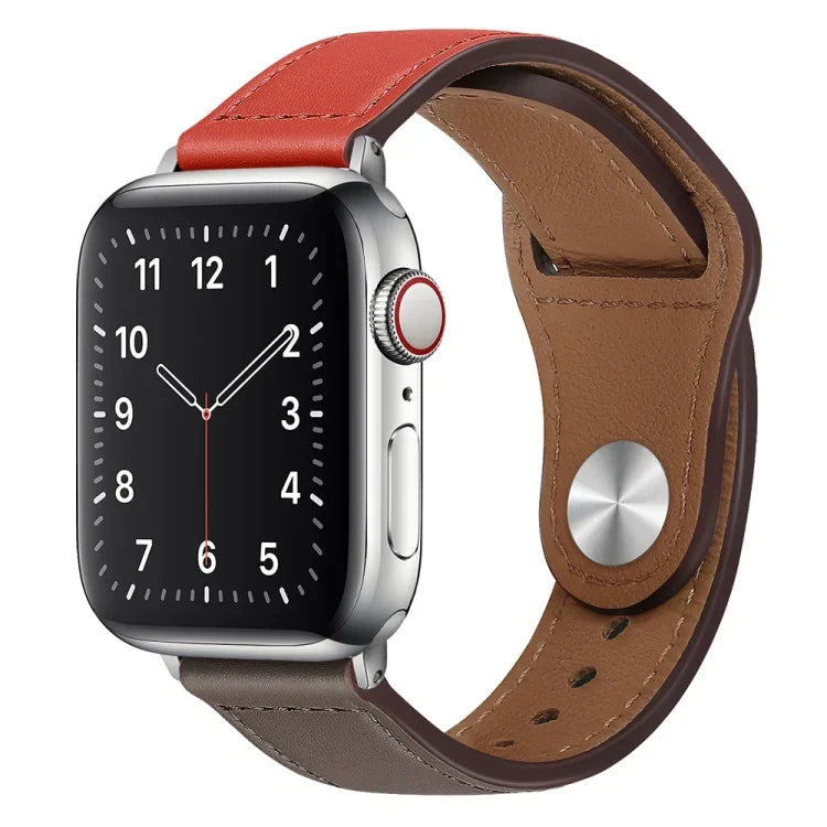 สายรัดนาฬิกาหนัง PU พร้อมหัวเข็มขัดสีเงิน สำหรับ Apple Watch Series 7 45 มม. / 6&SE&5&4 44 มม. / 3&2&1 42 มม. และ 7 41 มม. / 6&SE&5&4 40 มม. / 3&2&1 38 มม.
