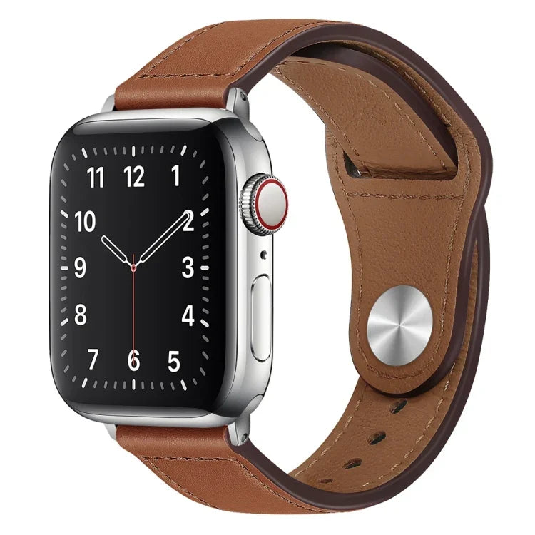 สายรัดนาฬิกาหนัง PU พร้อมหัวเข็มขัดสีเงิน สำหรับ Apple Watch Series 7 45 มม. / 6&SE&5&4 44 มม. / 3&2&1 42 มม. และ 7 41 มม. / 6&SE&5&4 40 มม. / 3&2&1 38 มม.