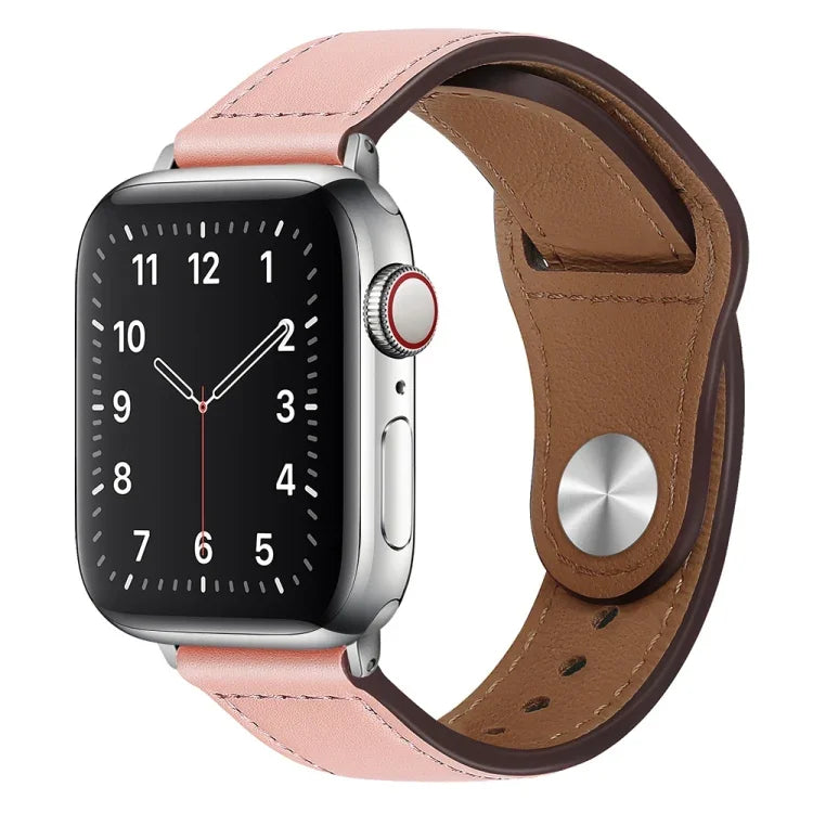 สายรัดนาฬิกาหนัง PU พร้อมหัวเข็มขัดสีเงิน สำหรับ Apple Watch Series 7 45 มม. / 6&SE&5&4 44 มม. / 3&2&1 42 มม. และ 7 41 มม. / 6&SE&5&4 40 มม. / 3&2&1 38 มม.