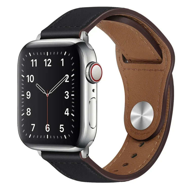 สายรัดนาฬิกาหนัง PU พร้อมหัวเข็มขัดสีเงิน สำหรับ Apple Watch Series 7 45 มม. / 6&SE&5&4 44 มม. / 3&2&1 42 มม. และ 7 41 มม. / 6&SE&5&4 40 มม. / 3&2&1 38 มม.