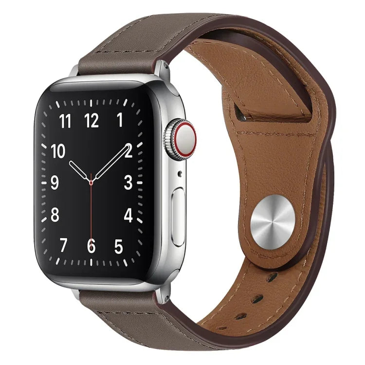 สายรัดนาฬิกาหนัง PU พร้อมหัวเข็มขัดสีเงิน สำหรับ Apple Watch Series 7 45 มม. / 6&SE&5&4 44 มม. / 3&2&1 42 มม. และ 7 41 มม. / 6&SE&5&4 40 มม. / 3&2&1 38 มม.