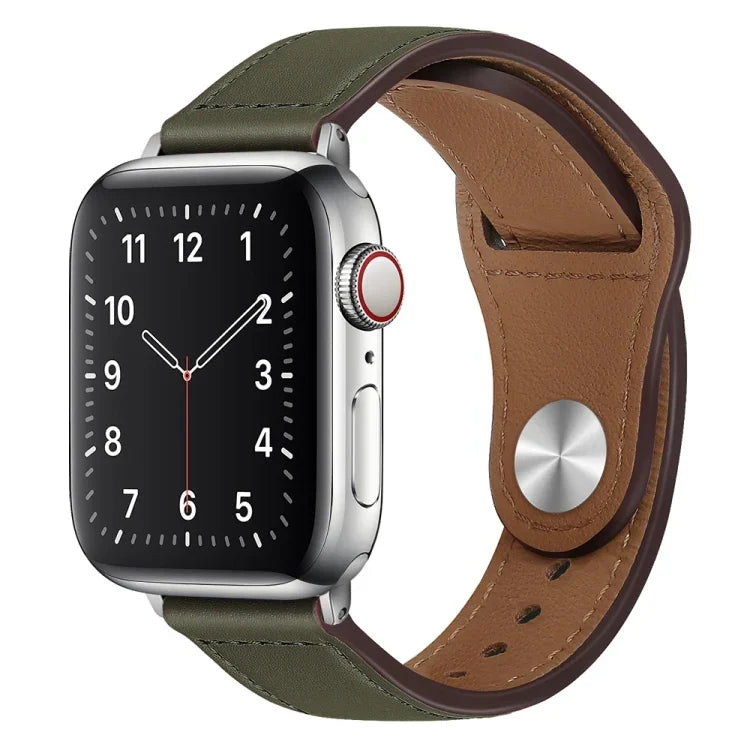 สายรัดนาฬิกาหนัง PU พร้อมหัวเข็มขัดสีเงิน สำหรับ Apple Watch Series 7 45 มม. / 6&SE&5&4 44 มม. / 3&2&1 42 มม. และ 7 41 มม. / 6&SE&5&4 40 มม. / 3&2&1 38 มม.