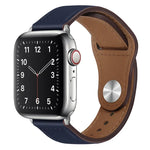 สายรัดนาฬิกาหนัง PU พร้อมหัวเข็มขัดสีเงิน สำหรับ Apple Watch Series 7 45 มม. / 6&SE&5&4 44 มม. / 3&2&1 42 มม. และ 7 41 มม. / 6&SE&5&4 40 มม. / 3&2&1 38 มม.