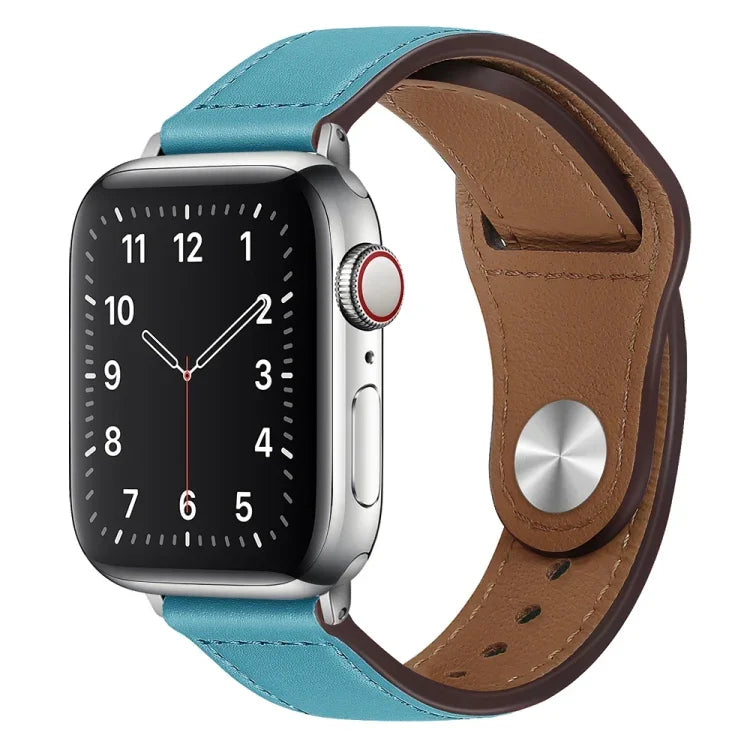 สายรัดนาฬิกาหนัง PU พร้อมหัวเข็มขัดสีเงิน สำหรับ Apple Watch Series 7 45 มม. / 6&SE&5&4 44 มม. / 3&2&1 42 มม. และ 7 41 มม. / 6&SE&5&4 40 มม. / 3&2&1 38 มม.
