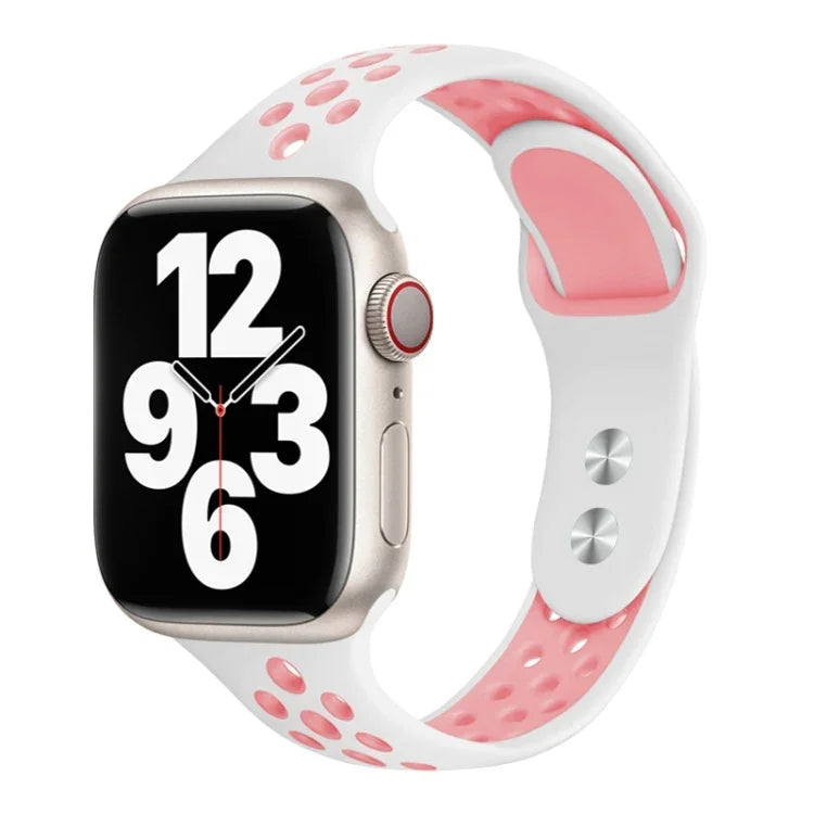 สายรัดนาฬิกาหัวเข็มขัดสองตะปูขนาดเล็ก สำหรับ Apple Watch Series 7 45 มม. / 6&SE&5&4 44 มม. / 3&2&1 42 มม. และ 7 41 มม. / 6&SE&5&4 40 มม. / 3&2&1 38 มม.