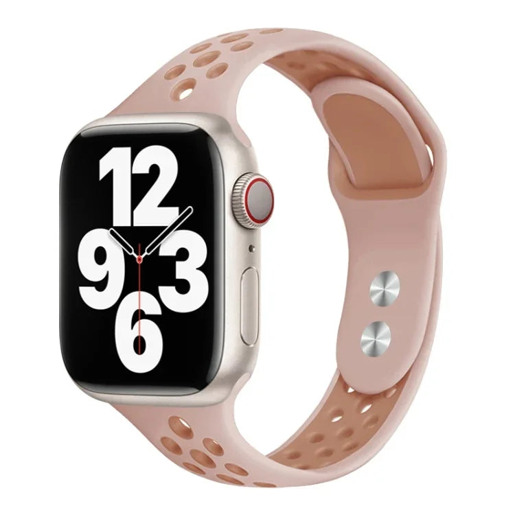 สายรัดนาฬิกาหัวเข็มขัดสองตะปูขนาดเล็ก สำหรับ Apple Watch Series 7 45 มม. / 6&SE&5&4 44 มม. / 3&2&1 42 มม. และ 7 41 มม. / 6&SE&5&4 40 มม. / 3&2&1 38 มม.
