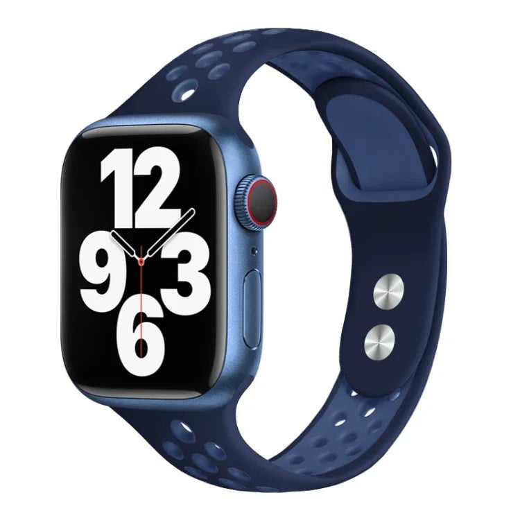 สายรัดนาฬิกาหัวเข็มขัดสองตะปูขนาดเล็ก สำหรับ Apple Watch Series 7 45 มม. / 6&SE&5&4 44 มม. / 3&2&1 42 มม. และ 7 41 มม. / 6&SE&5&4 40 มม. / 3&2&1 38 มม.