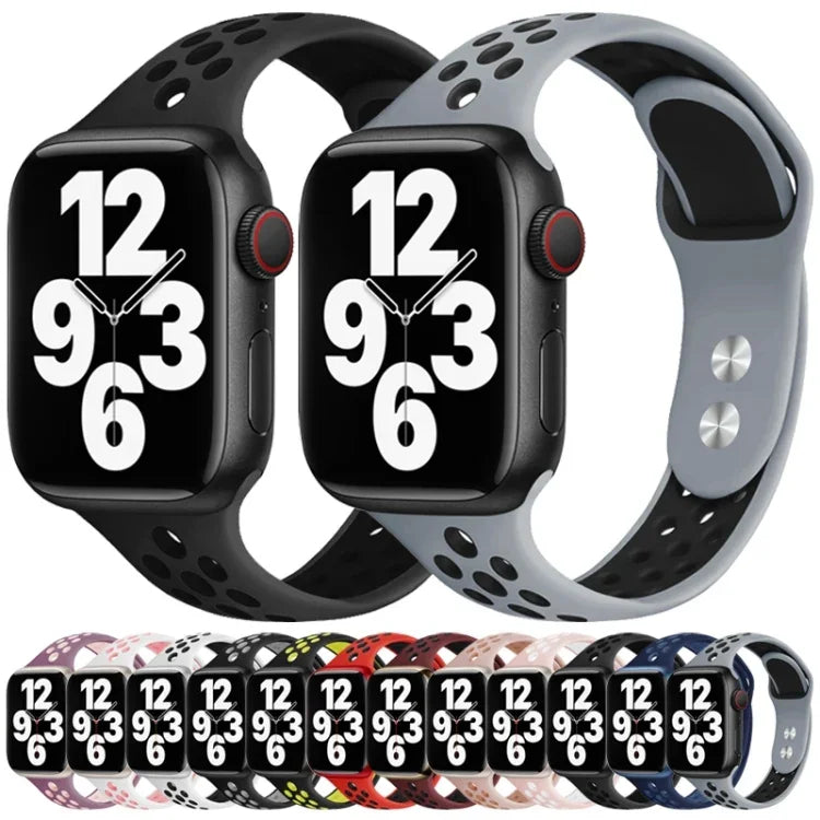 สายรัดนาฬิกาหัวเข็มขัดสองตะปูขนาดเล็ก สำหรับ Apple Watch Series 7 45 มม. / 6&SE&5&4 44 มม. / 3&2&1 42 มม. และ 7 41 มม. / 6&SE&5&4 40 มม. / 3&2&1 38 มม.