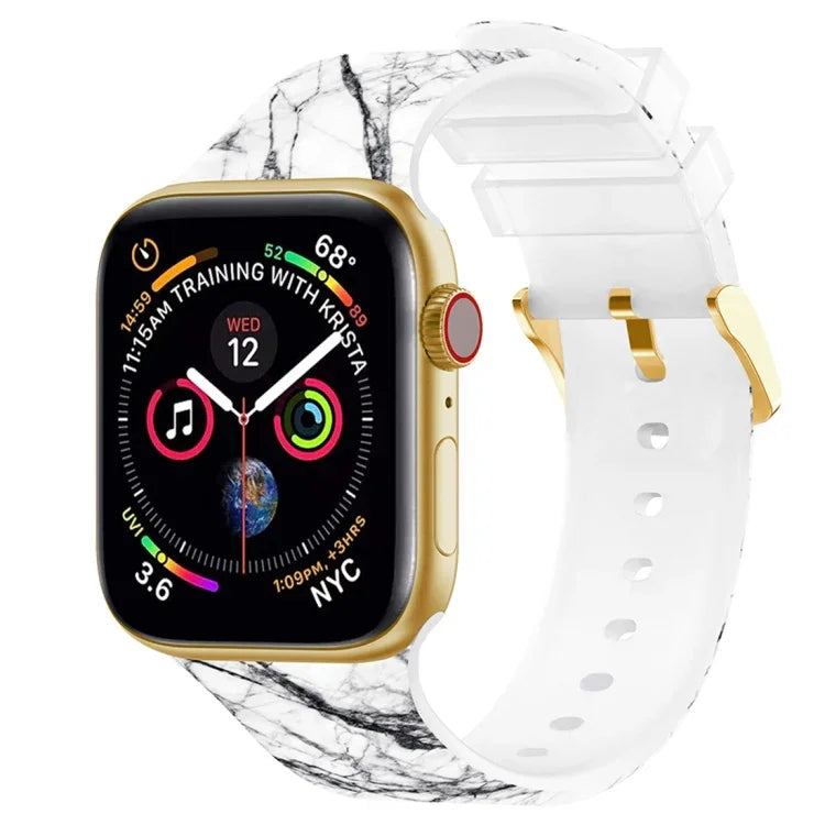 Square Buckle Color Printing Watch Band For Apple Watch Series, 7 45mm / 6&SE&5&4 44mm / 3&2&1 42mm, 7 41mm / 6&SE&5&4 40mm / 3&2&1 38mm