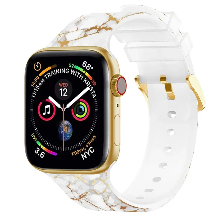 Square Buckle Color Printing Watch Band For Apple Watch Series, 7 45mm / 6&SE&5&4 44mm / 3&2&1 42mm, 7 41mm / 6&SE&5&4 40mm / 3&2&1 38mm