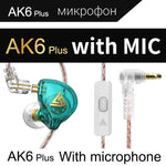 QKZ AK6 PLUS หูฟังมีสายไดนามิกเบสหนัก HiFi ถอดสายได้ พร้อมไมโครโฟน หรือไม่มีไมโครโฟน