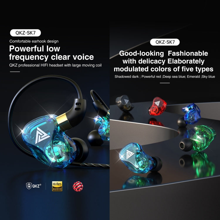 QKZ SK7 หูฟังสปอร์ตมีสาย 3.5 มม. ไดรเวอร์ทองแดงสเตอริโอ HiFi พร้อมไมโครโฟน