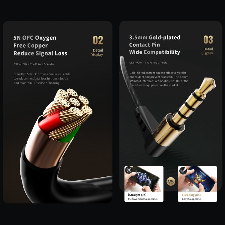 QKZ SK8 หูฟังสปอร์ตมีสาย 3.5 มม. แบบไดนามิก HiFi มอนิเตอร์ พร้อมไมโครโฟน