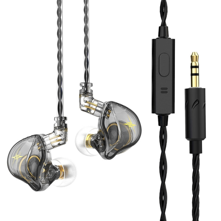 QKZ ZXT หูฟังสเตอริโอมีสายสำหรับกีฬาใส่ในหูพร้อมควบคุมปลั๊ก HiFi มอนิเตอร์เวที รุ่นมาตรฐาน พร้อมไมโครโฟน