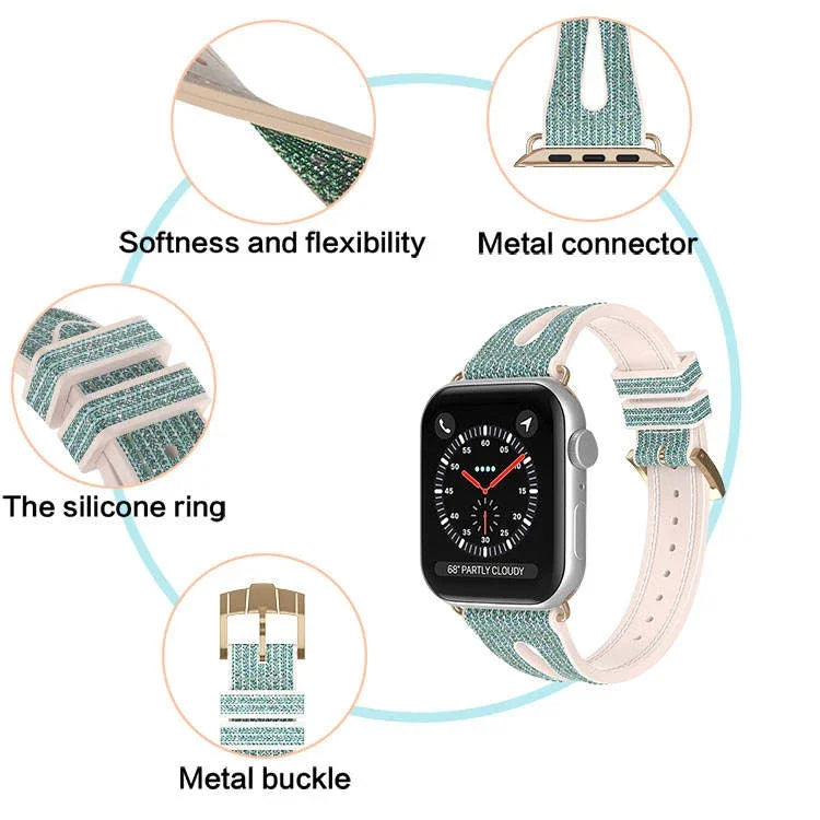 สายรัดนาฬิกาบางประกาย สำหรับ Apple Watch Series 7 45 มม. / 6&SE&5&4 44 มม. / 3&2&1 42 มม. และ 7 41 มม. / 6&SE&5&4 40 มม. / 3&2&1 38 มม.