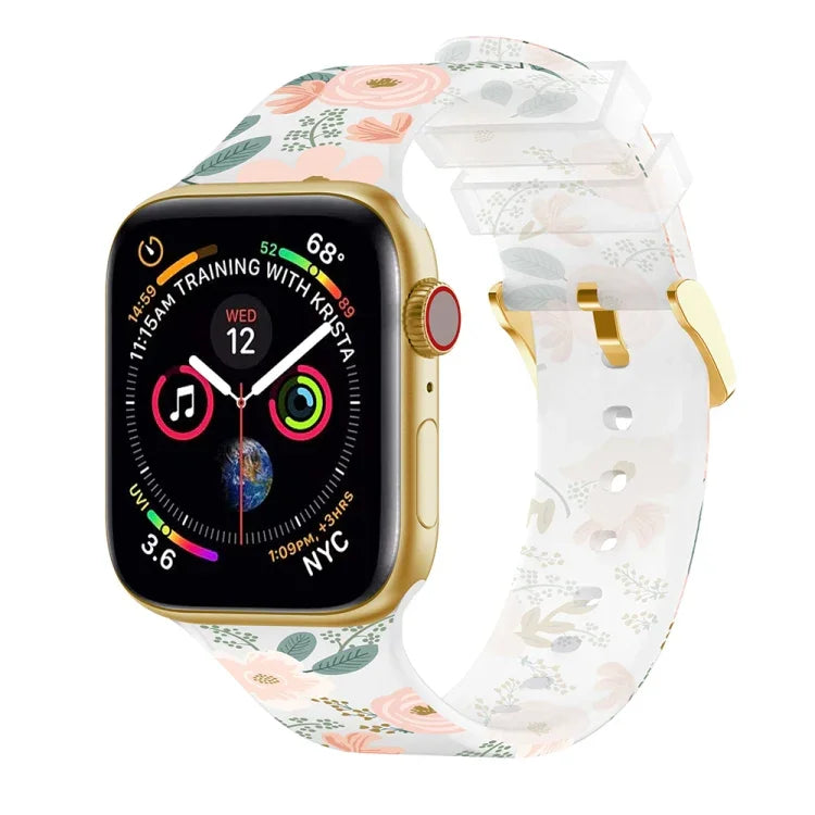 สายรัดนาฬิกาโปร่งใสพร้อมหัวเข็มขัดสี่เหลี่ยม สำหรับ Apple Watch Series 7 45 มม. / 6&SE&5&4 44 มม. / 3&2&1 42 มม. และ 7 41 มม. / 6&SE&5&4 40 มม. / 3&2&1 38 มม.