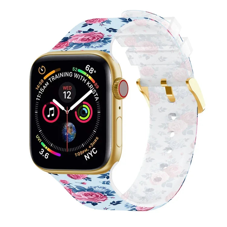สายรัดนาฬิกาโปร่งใสพร้อมหัวเข็มขัดสี่เหลี่ยม สำหรับ Apple Watch Series 7 45 มม. / 6&SE&5&4 44 มม. / 3&2&1 42 มม. และ 7 41 มม. / 6&SE&5&4 40 มม. / 3&2&1 38 มม.