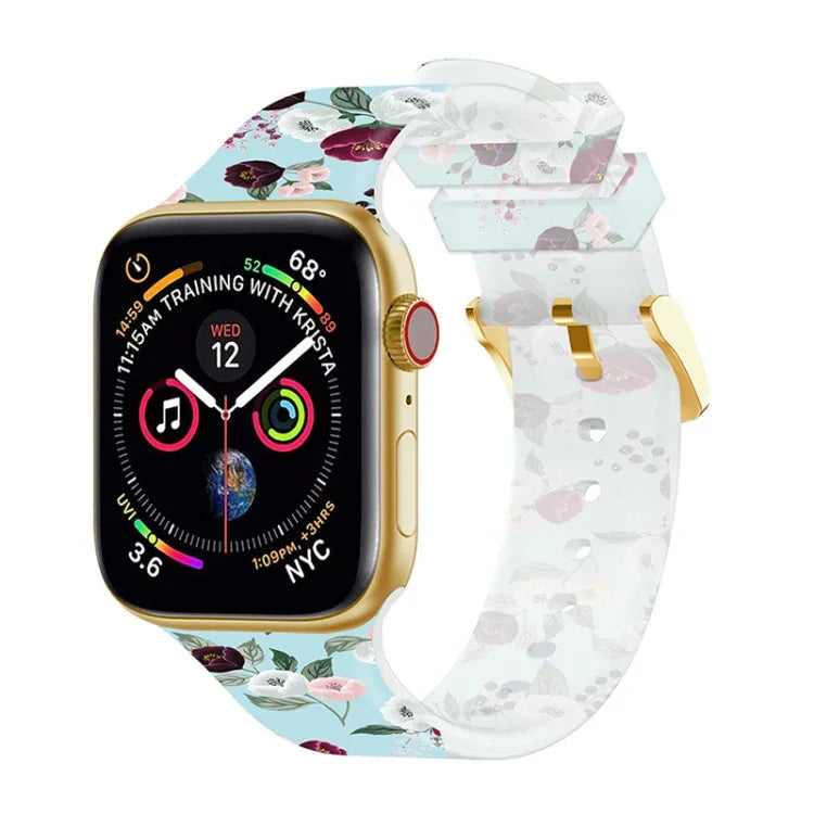สายรัดนาฬิกาโปร่งใสพร้อมหัวเข็มขัดสี่เหลี่ยม สำหรับ Apple Watch Series 7 45 มม. / 6&SE&5&4 44 มม. / 3&2&1 42 มม. และ 7 41 มม. / 6&SE&5&4 40 มม. / 3&2&1 38 มม.