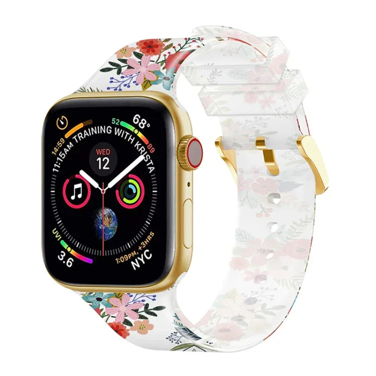 สายรัดนาฬิกาโปร่งใสพร้อมหัวเข็มขัดสี่เหลี่ยม สำหรับ Apple Watch Series 7 45 มม. / 6&SE&5&4 44 มม. / 3&2&1 42 มม. และ 7 41 มม. / 6&SE&5&4 40 มม. / 3&2&1 38 มม.