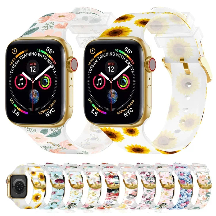 สายรัดนาฬิกาโปร่งใสพร้อมหัวเข็มขัดสี่เหลี่ยม สำหรับ Apple Watch Series 7 45 มม. / 6&SE&5&4 44 มม. / 3&2&1 42 มม. และ 7 41 มม. / 6&SE&5&4 40 มม. / 3&2&1 38 มม.