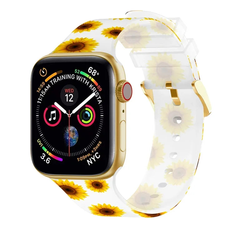 สายรัดนาฬิกาโปร่งใสพร้อมหัวเข็มขัดสี่เหลี่ยม สำหรับ Apple Watch Series 7 45 มม. / 6&SE&5&4 44 มม. / 3&2&1 42 มม. และ 7 41 มม. / 6&SE&5&4 40 มม. / 3&2&1 38 มม.