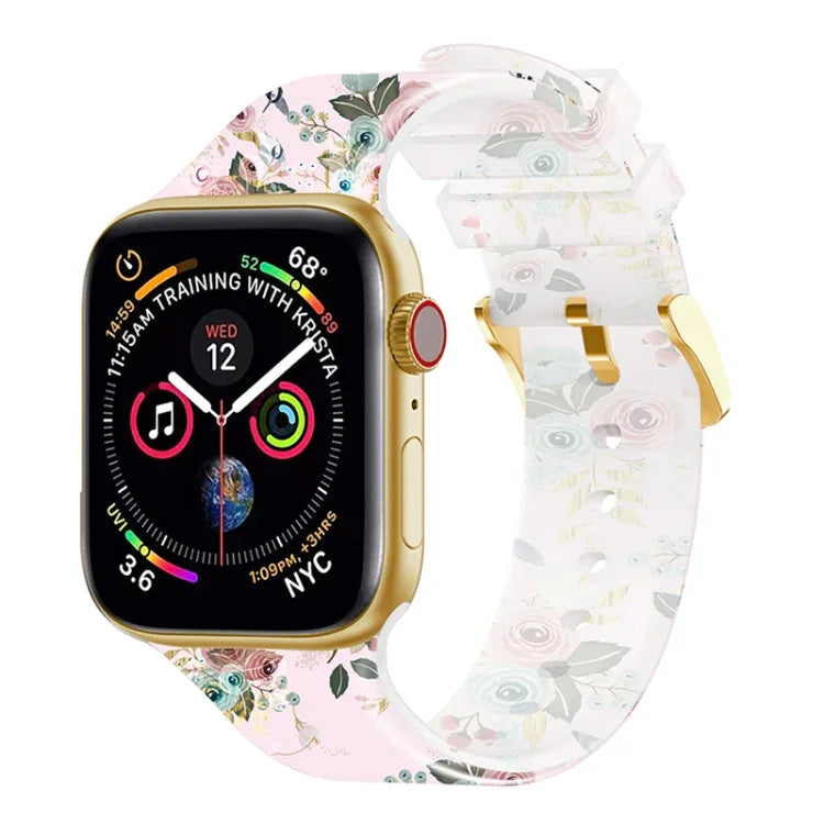 สายรัดนาฬิกาโปร่งใสพร้อมหัวเข็มขัดสี่เหลี่ยม สำหรับ Apple Watch Series 7 45 มม. / 6&SE&5&4 44 มม. / 3&2&1 42 มม. และ 7 41 มม. / 6&SE&5&4 40 มม. / 3&2&1 38 มม.