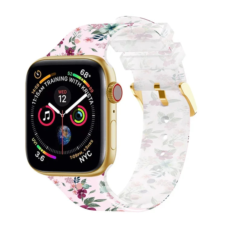 สายรัดนาฬิกาโปร่งใสพร้อมหัวเข็มขัดสี่เหลี่ยม สำหรับ Apple Watch Series 7 45 มม. / 6&SE&5&4 44 มม. / 3&2&1 42 มม. และ 7 41 มม. / 6&SE&5&4 40 มม. / 3&2&1 38 มม.
