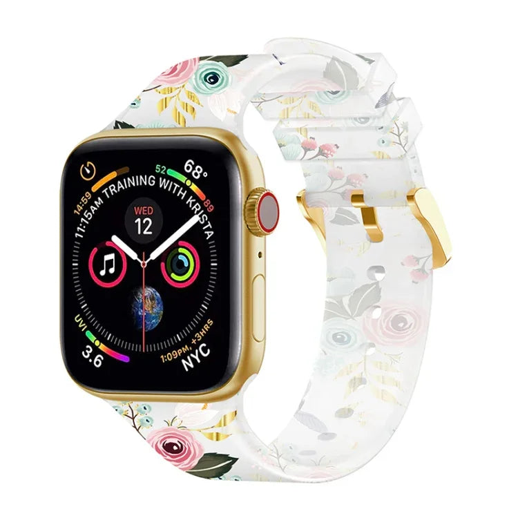 สายรัดนาฬิกาโปร่งใสพร้อมหัวเข็มขัดสี่เหลี่ยม สำหรับ Apple Watch Series 7 45 มม. / 6&SE&5&4 44 มม. / 3&2&1 42 มม. และ 7 41 มม. / 6&SE&5&4 40 มม. / 3&2&1 38 มม.