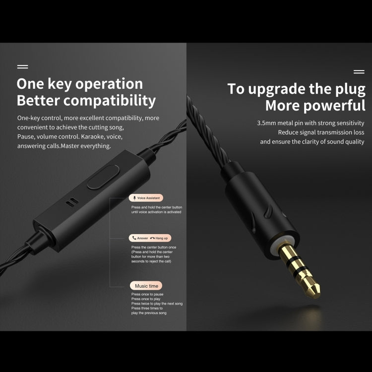 QKZ AK6 MAX หูฟังอินเอียร์ไดนามิกซับวูฟเฟอร์ควบคุมด้วยสาย รุ่นมาตรฐาน พร้อมไมโครโฟน