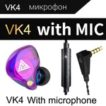 QKZ VK4 หูฟังอินเอียร์ซับวูฟเฟอร์ HiFi ควบคุมด้วยสายพร้อมไมโครโฟน