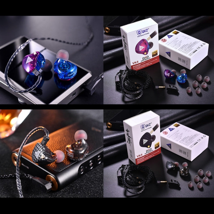 QKZ VK4 หูฟังอินเอียร์ซับวูฟเฟอร์ HiFi ควบคุมด้วยสายพร้อมไมโครโฟน