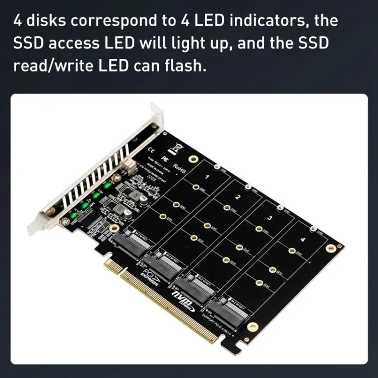 การ์ดอาร์เรย์ดิสก์ PH44 NVME 4 ช่อง PCI-E สัญญาณแยกอาร์เรย์