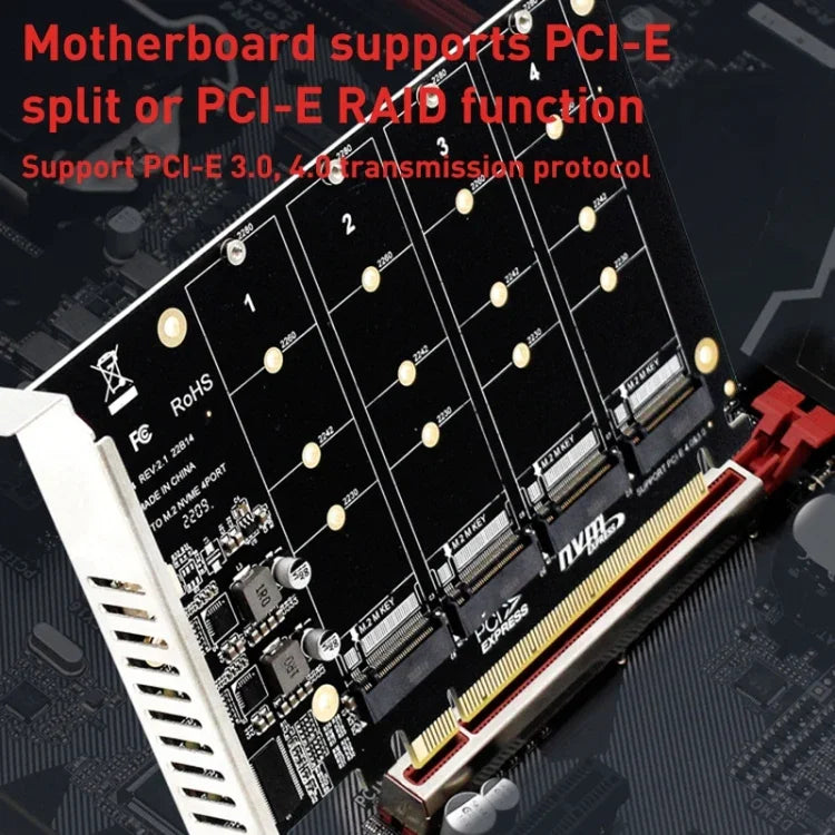 การ์ดอาร์เรย์ดิสก์ PH44 NVME 4 ช่อง PCI-E สัญญาณแยกอาร์เรย์