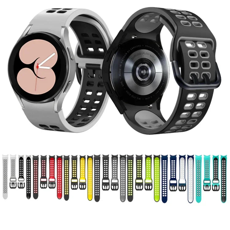 สายรัดนาฬิกาซิลิโคนสองสีแบบรูสองแถว สำหรับ Samsung Galaxy Watch 5 ขนาด 40 มม., สำหรับ Samsung Galaxy Watch 5 Pro ขนาด 45 มม.