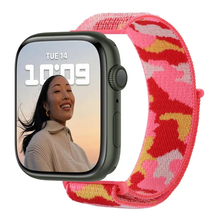 สายรัดนาฬิกาไนลอนแบบห่วง สำหรับ Apple Watch Series 7 45 มม. / 6&SE&5&4 44 มม. / 3&2&1 42 มม. และ 7 41 มม. / 6&SE&5&4 40 มม. / 3&2&1 38 มม.