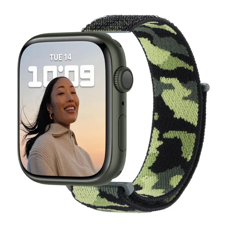 สายรัดนาฬิกาไนลอนแบบห่วง สำหรับ Apple Watch Series 7 45 มม. / 6&SE&5&4 44 มม. / 3&2&1 42 มม. และ 7 41 มม. / 6&SE&5&4 40 มม. / 3&2&1 38 มม.