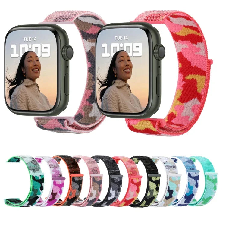 สายรัดนาฬิกาไนลอนแบบห่วง สำหรับ Apple Watch Series 7 45 มม. / 6&SE&5&4 44 มม. / 3&2&1 42 มม. และ 7 41 มม. / 6&SE&5&4 40 มม. / 3&2&1 38 มม.