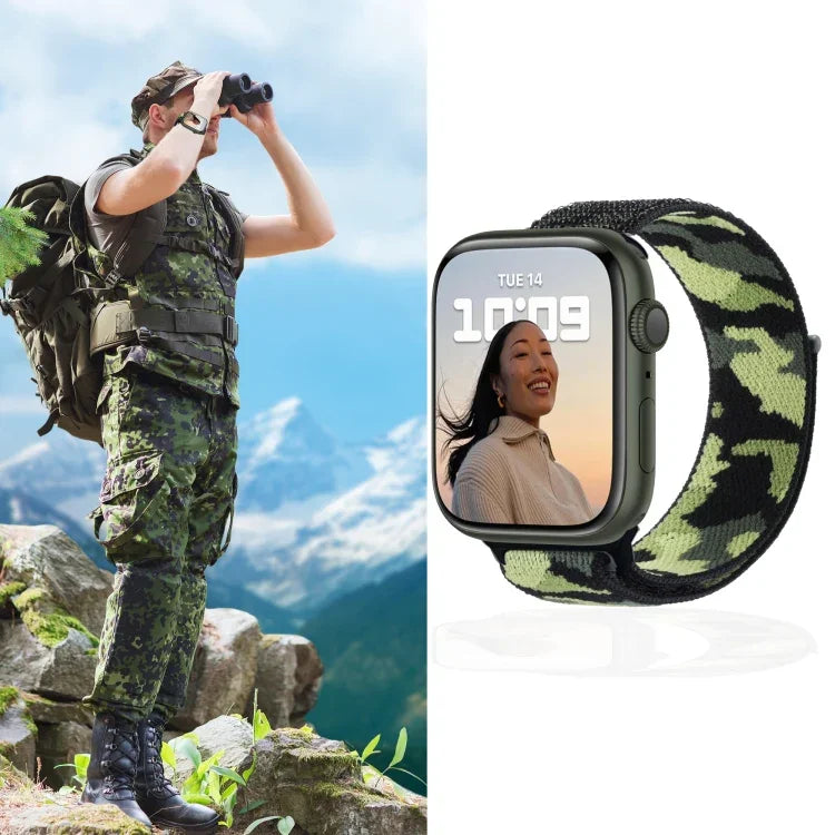 สายรัดนาฬิกาไนลอนแบบห่วง สำหรับ Apple Watch Series 7 45 มม. / 6&SE&5&4 44 มม. / 3&2&1 42 มม. และ 7 41 มม. / 6&SE&5&4 40 มม. / 3&2&1 38 มม.